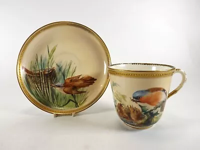 Buy Antique Royal Worcester Cup & Saucer / Hand Painted Birds / Dated 1876 R 2079/5 • 18£