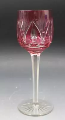 Buy Antique German Bohemian Crystal Hock Wine Glass Pink Cut To Clear • 32.21£