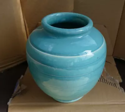 Buy Beautiful Turquoise Blue Langley Mill Pottery Large Vase/planter 21cm Tall X 19c • 19.95£