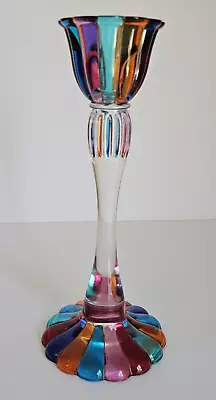Buy DUE ZETA Colorful Flash Glass Long Stem Taper Candle Holder 9  Tall Italy • 14.40£