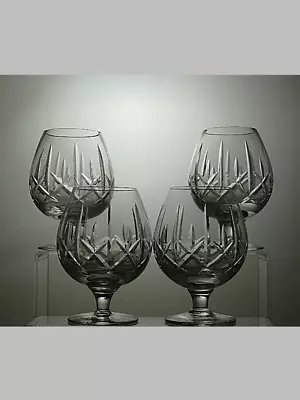 Buy Vintage Lead Crystal Cut Glass Set Of 4 Brandy Glasses 4 3/4 - 12C • 39.99£