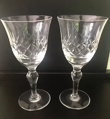 Buy Pair Of Wine Glasses Bell Shaped Cut Glass 6¼  X 3  • 3.99£
