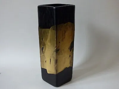 Buy Strathearn Lestyn Davies Harris Isle Of Wight Gold Leaf Black Azurene Glass Vase • 55.43£