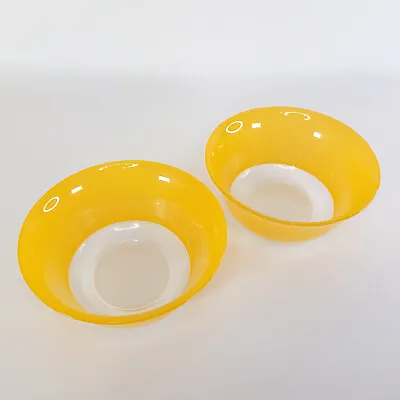 Buy Arc France Handmade Glass Bowls Set 2 Satin Yellow Vintage Vivid Glassware VG • 15.99£
