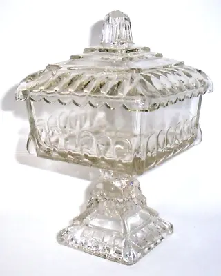 Buy Fostoria 6  Square Art Deco Covered Clear Glass Candy Dish Compote Footed Bowl • 39.51£