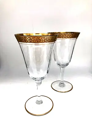 Buy Lot/group Of Vintage Mixed Tiffin Franciscan Gold  Rimmed Glassware (9 Pcs) • 81.64£