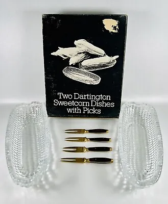 Buy 2 Dartington Glass Sweetcorn Dishes With Picks Original Box Frank Thrower FT149 • 9.99£