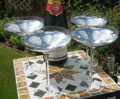Buy Set 4x Retro Dipped Silver Champagne Coupe Saucers/Martini Glasses-NEW&LABELLED • 35£