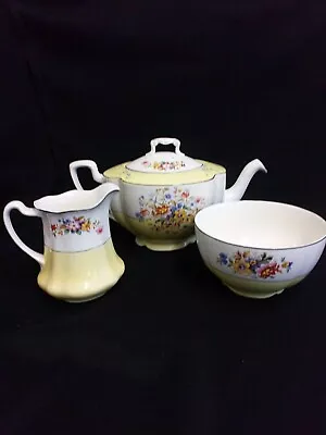 Buy Johnson Bros Pareek Vintage Yellow Floral 1 Litre Teapot  Milk Jug & Sugar Bowl • 25£