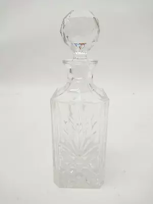 Buy Vintage Heavy Square Base Decorative Cut Glass Drinks Decanter & Stopper 28.5cm • 9.99£