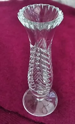 Buy Crystal Bud Vase, Clear Cut Glass, Footed, Lines Pattern, 5.5  Height • 8£
