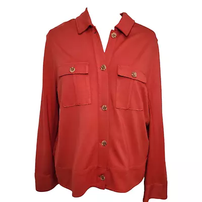 Buy J Jill Wearever Jacket 1X Plus Jersey Pottery Rust Button Up Long Sleeve • 17.29£