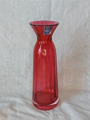 Buy Vintage  Dartington Cranberry Rubby Red Crystal Glass Ribbed Vase  • 19£