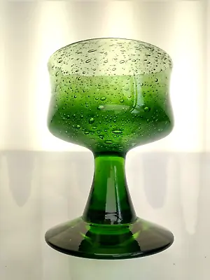 Buy Signed Erik Hoglund Boda Sweden 1950s 60s Pedestal Green Bubble Glass Bowl Vase • 44.99£