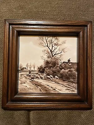Buy Hand Painted Tile Framed Country Scene Old World Creation Dutch Art Signed • 373.63£