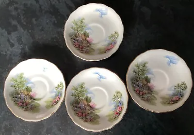 Buy 4 Vintage  Royal Vale Country Cottage Bone China Saucers • 10£