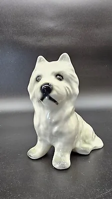 Buy White Puppy Doggy Highland  Terrier Pottery Ornament Decoration Vintage  • 10£