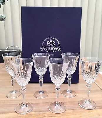 Buy 6 RCR Lead Crystal Wine Glasses Boxed Royal Crystal Rock • 20£