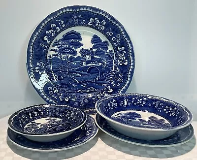 Buy LOT Of Antique STAFFORDSHIRE TOWER BLUE Dinnerware Made In England 14 Pcs. LOOK! • 237.18£