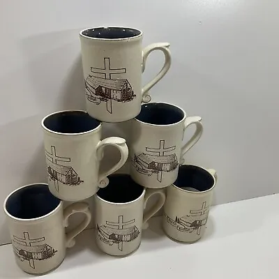 Buy 6 X  Laugharne Pottery Handmade Stoneware Coffee Mugs - The Barn Church Bewbush • 50£