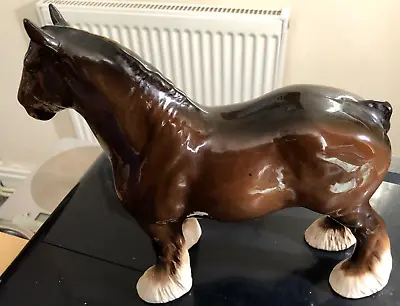 Buy Vintage Large Beswick Shire Horse Ceramic Figurine H 21cm L 23cm Good Condition • 0.99£