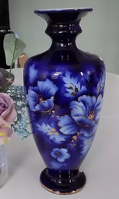 Buy Vintage Cobalt Blue Floral Vase Underside Marking RYE? • 25£