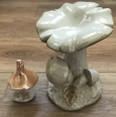Buy 2 Vintage Mushroom Pottery Large 17 X 15 Cm & Small Old NEW Hand Made In Wales • 20£