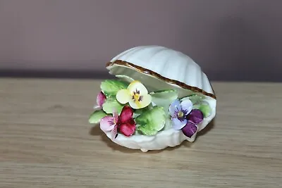 Buy Royal Adderley Bone China Small Floral Posy - Violas / Pansies In Clam Shell • 12.50£