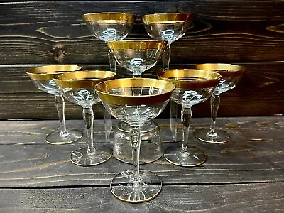 Buy Glastonbury Lotus Rambler Rose Gold 35 Optic Champagne Glasses 5 7/8” Set Of 8 • 75.90£