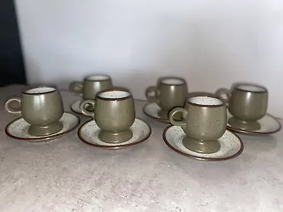 Buy Vintage Purbeck Pottery Set Of 6  Cups And Saucers Retro • 35£