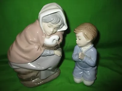 Buy 2 X Nao By Lladro Figurines Young Boy Praying And Girl With Goose • 28£