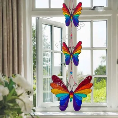Buy Butterfly Suncatcher Rainbow Hanging Butterflies Stained Glass Window Decoration • 17.95£