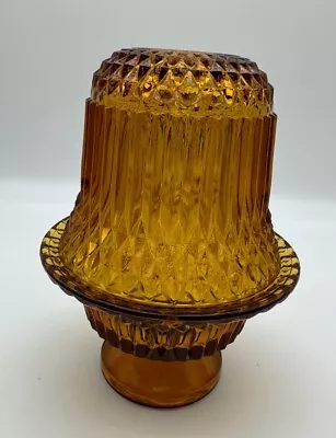 Buy Indiana Glass AMBER Diamond Point FAIRY LAMP 2 Piece Candle Tea Light Vintage(B) • 19.89£