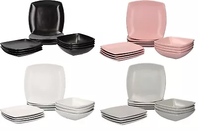 Buy 12 Piece Dinner Set Tableware Stoneware Square Plates Bowls Dining Service For 4 • 64.99£