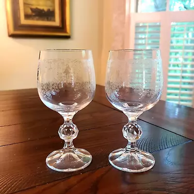 Buy Vintage Bohemia Crystal Crystalex Queen's Lace Wine Glasses Clear Etched Set 2   • 36.74£