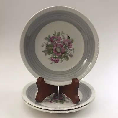 Buy Antique Ridgway Roses Gray Trim  Fine China Saucers / Berry Bowls X 3 • 9.56£