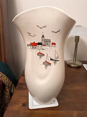 Buy Vintage Burleigh Ware Ceramic Vase - Sailing Boats C1955 • 14£