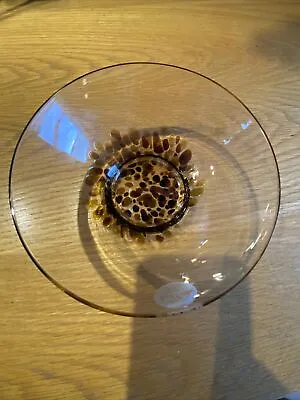 Buy Royal Brierley Hand Made  Glass 'Studio' Bowl Smokey Glass Tortoise Shell • 6£