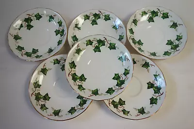 Buy 6 X Colclough Ivy Leaf China Saucers – 14cm Wide - Good Cond. • 5£