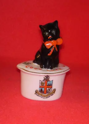 Buy Carlton Crested China Black Cat On Oval Base Gillingham , Kent Crest • 4.99£