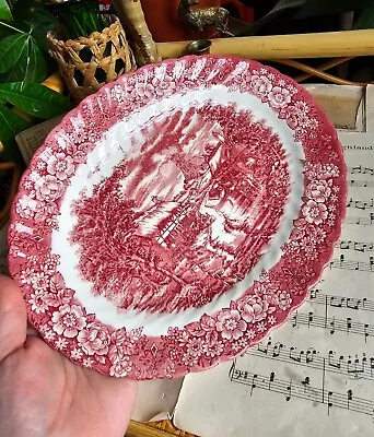Buy W.H.Grindley Staffordshire England Oval Serving Platter Red White Countryside • 15.99£
