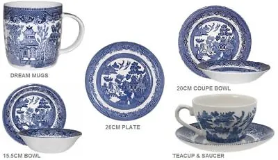Buy Churchill Blue Willow Set Of 6 Dream Mug Plate Bowl Mug Teacup Saucer Dinnerware • 8.23£