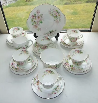 Buy Royal Doulton Fine China Apple Blossom H4899 20PC Cups Saucers Plates Milk Bowl • 85£