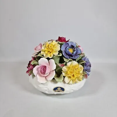 Buy Vintage AYNSLEY Bone China Rose Flower Posy Bouquet In Bowl Basket Heavy 1.4kgs  • 90£