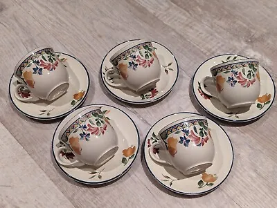 Buy Staffordshire Tableware Calypso Cups & Saucers Floral Made In England • 5.43£