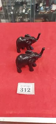 Buy Pair Of Black Staffordshire Country House Elephants Figurines In Pottery • 14.99£
