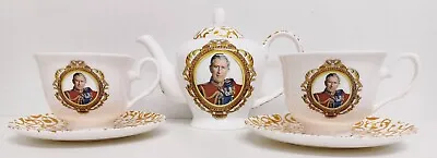 Buy HM King Charles III Tea Set Coronation Fine China Small Teapot 2 Cups 2 Saucers • 49£