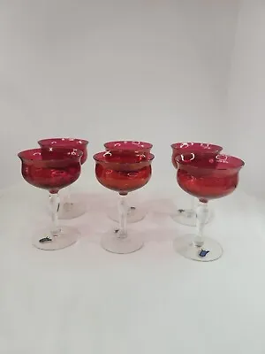 Buy West Virginia Glass Ruby Red CRANBERRY Champagne/Tall Sherbet - Set Of 6 - 5.5  • 30.81£
