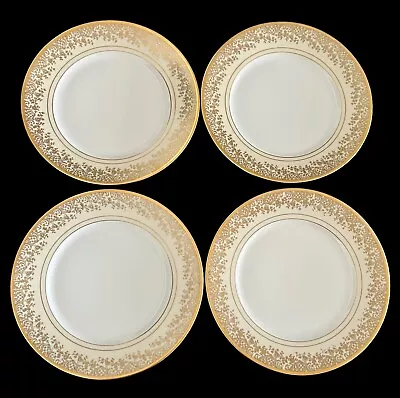Buy 4 Royal Bavarian Hutschenreuther Selb Thomas Gold Encrusted Dinner Plates 10 1/8 • 110.46£