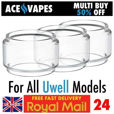 Buy 3x UWELL Bulb Bubble Fatboy Fat Boy Glass Pieces All U WELL Kits & Tanks TPD UK • 7.87£